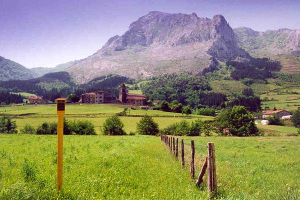 Panoramic of countryside and mountains.